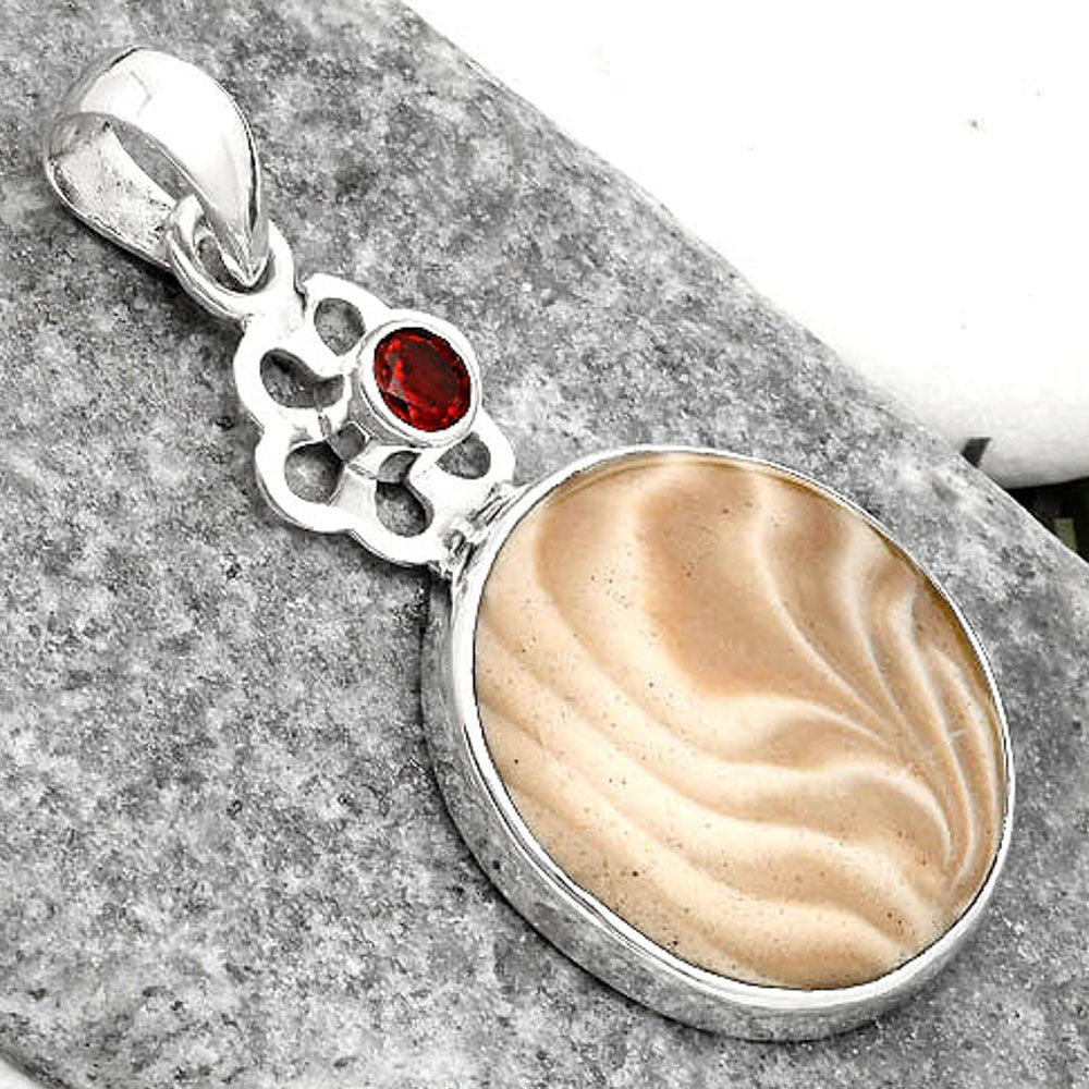 Natural Flint Stone & Garnet Pendant P-1634 SDP110006