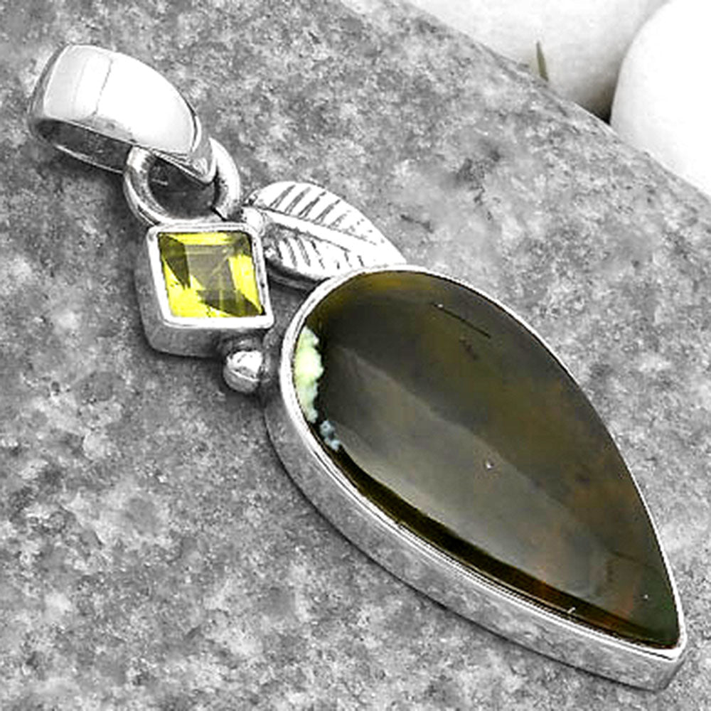 Natural Chrome Chalcedony & Peridot Pendant P-1652 SDP110010