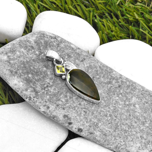 Natural Chrome Chalcedony & Peridot Pendant P-1652 SDP110010