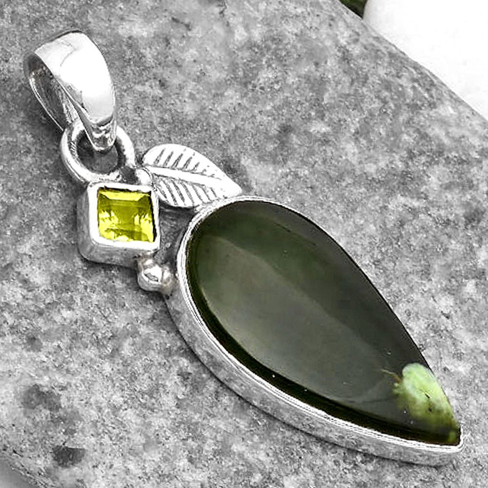 Natural Chrome Chalcedony & Peridot Pendant P-1652 SDP110019