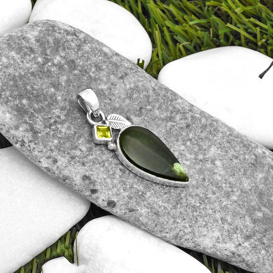 Natural Chrome Chalcedony & Peridot Pendant P-1652 SDP110019