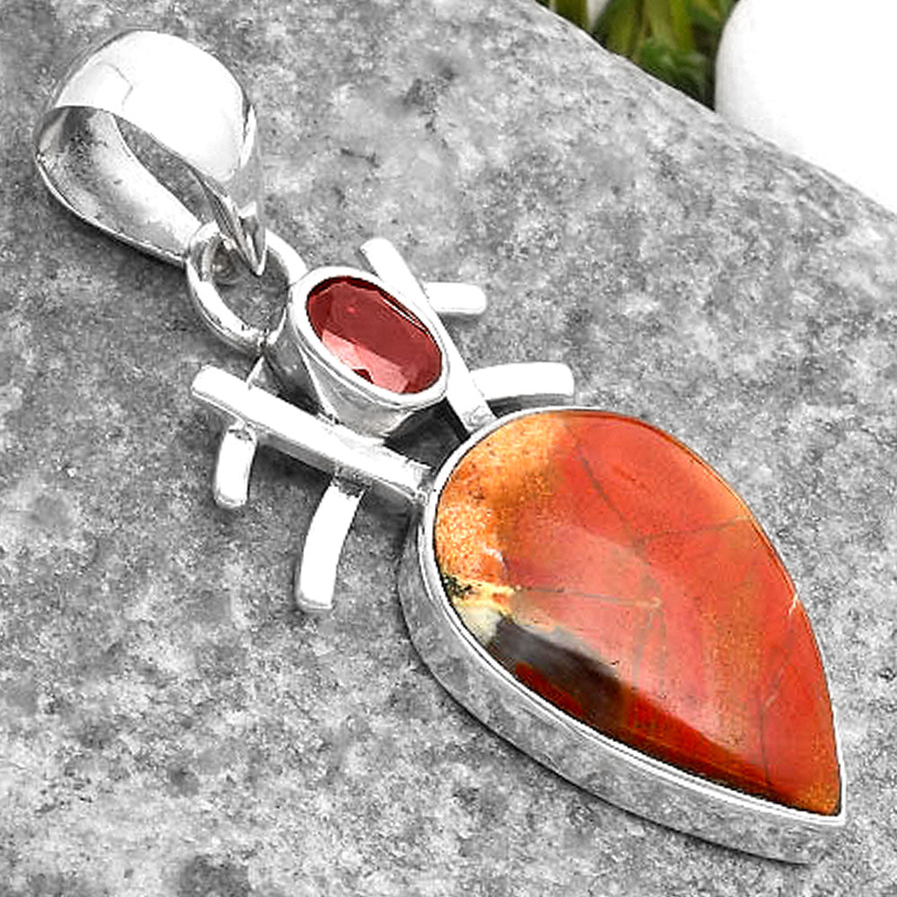 Natural Red Moss Agate & Garnet Pendant P-1046 SDP110095