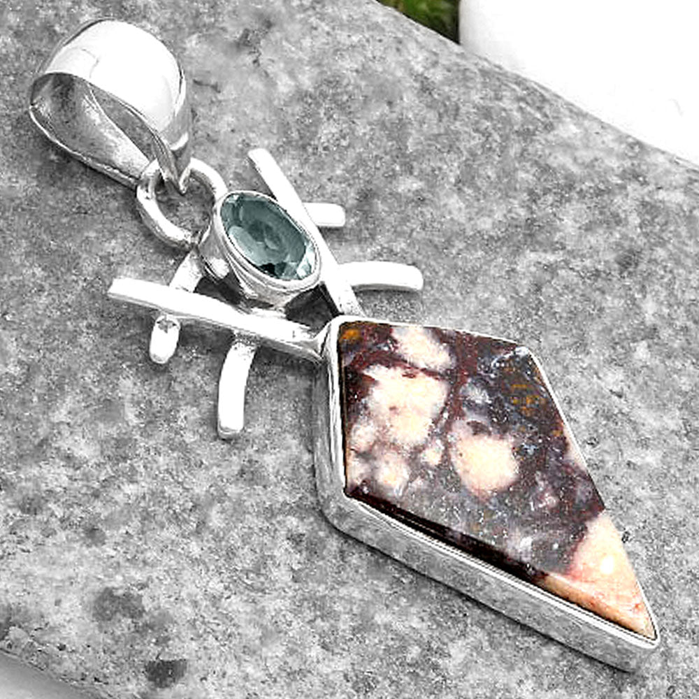 Indian Blanket Jasper & Sky Blue Topaz Pendant P-1046 SDP110099