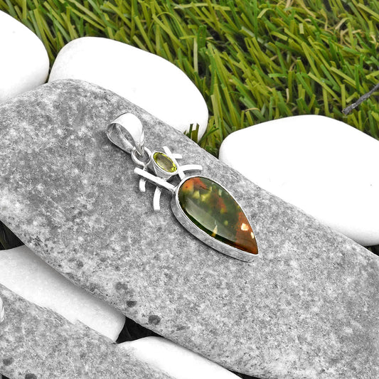 Natural Chrome Chalcedony & Peridot Pendant P-1046 SDP110101