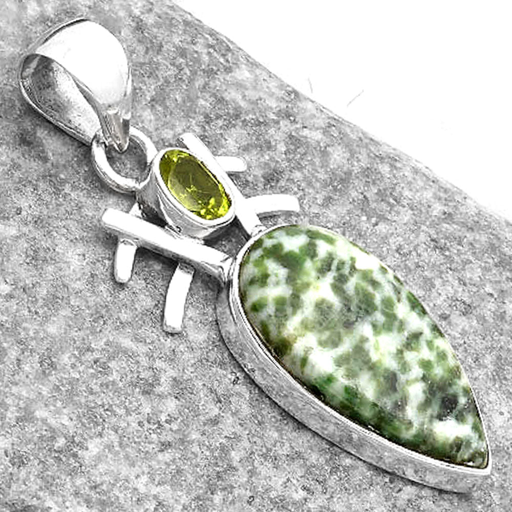 Natural Dioptase & Peridot Pendant P-1046 SDP110109