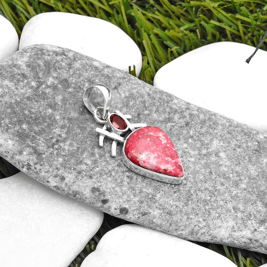 Natural Pink Thulite Norway & Garnet Pendant P-1046 SDP110119
