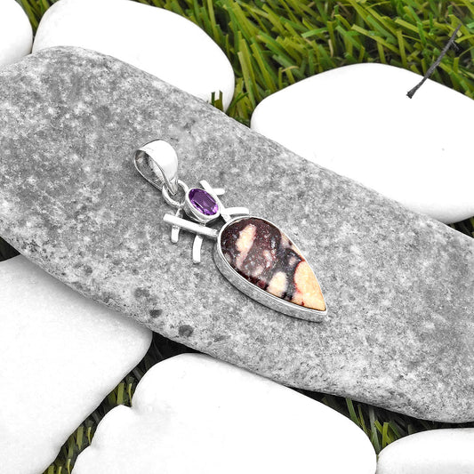 Indian Blanket Jasper & Amethyst Pendant P-1046 SDP110122