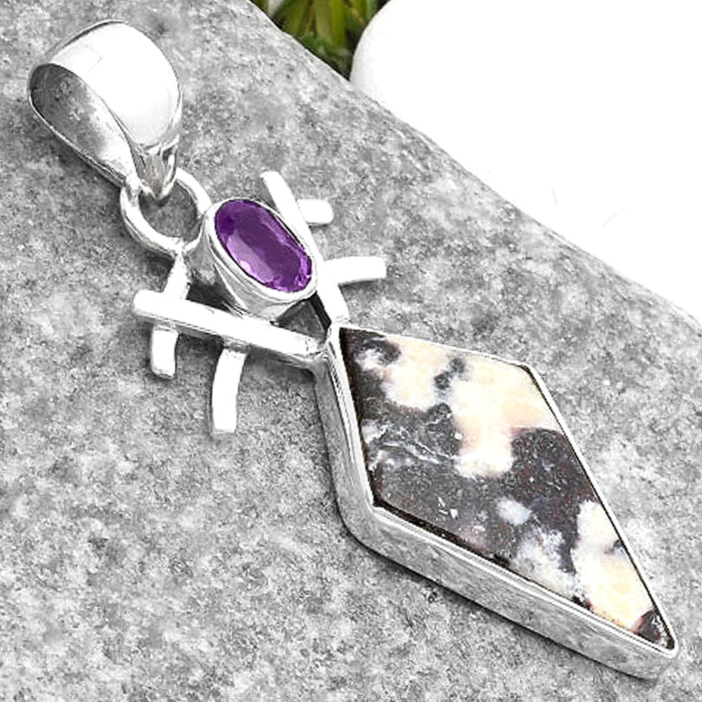 Indian Blanket Jasper & Amethyst Pendant P-1046 SDP110129