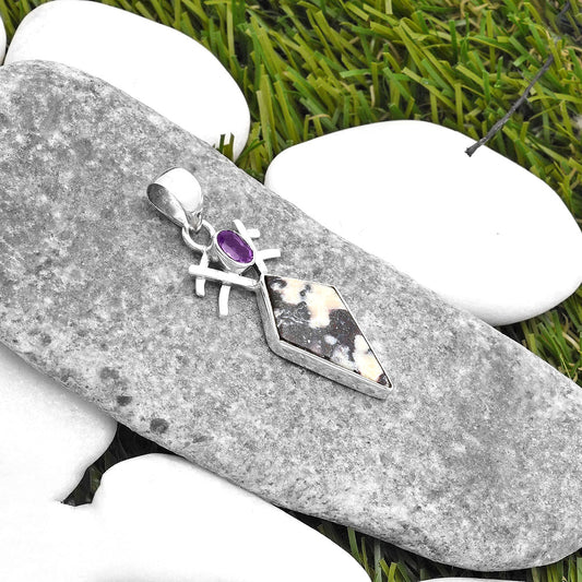 Indian Blanket Jasper & Amethyst Pendant P-1046 SDP110129