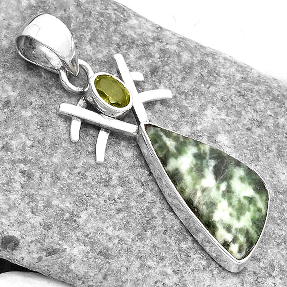 Natural Dioptase & Peridot Pendant P-1046 SDP110132