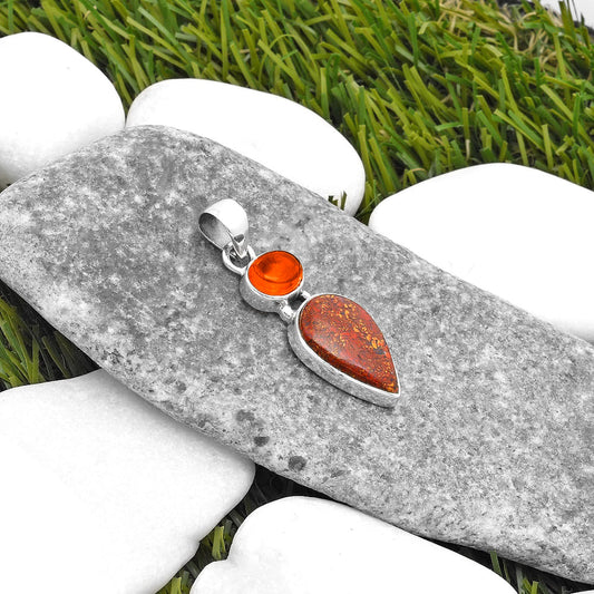 Natural Red Moss Agate & Garnet Pendant P-1077 SDP110187