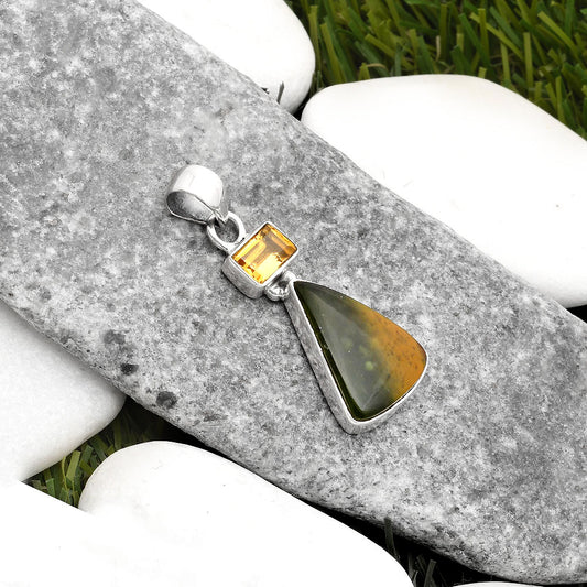 Natural Chrome Chalcedony & Citrine Pendant P-1077 SDP110247