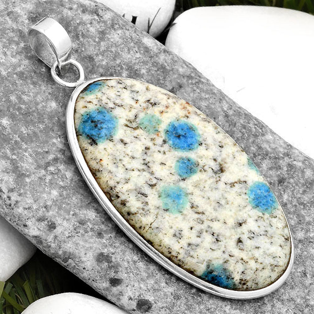 Natural K2 Blue - Azurite In Quartz Pendant P-1001 SDP110386