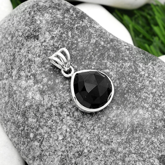 Faceted Natural Black Onyx - Brazil Pendant P-1002 SDP111131
