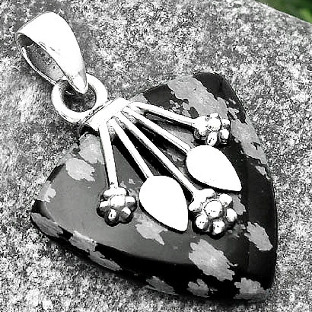 Natural Snow Flake Obsidian Pendant P-1647 SDP111354