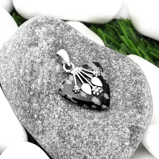 Natural Snow Flake Obsidian Pendant P-1647 SDP111354