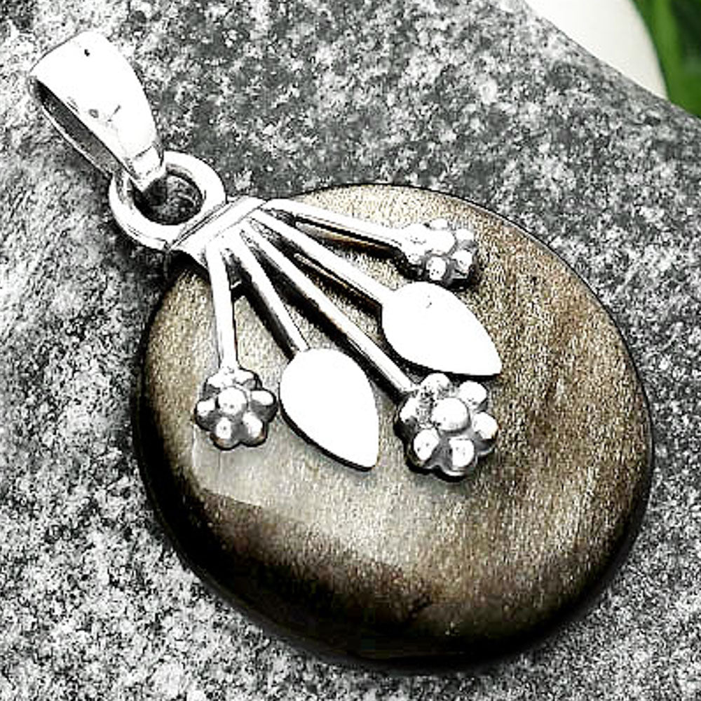 Natural Silver Obsidian Pendant P-1647 SDP111359