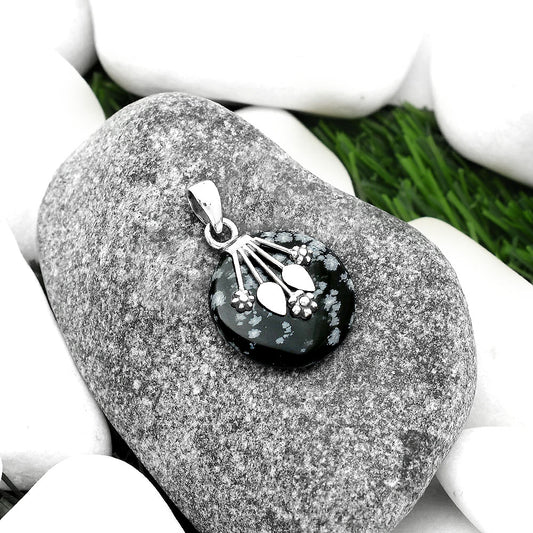 Natural Snow Flake Obsidian Pendant P-1647 SDP111364