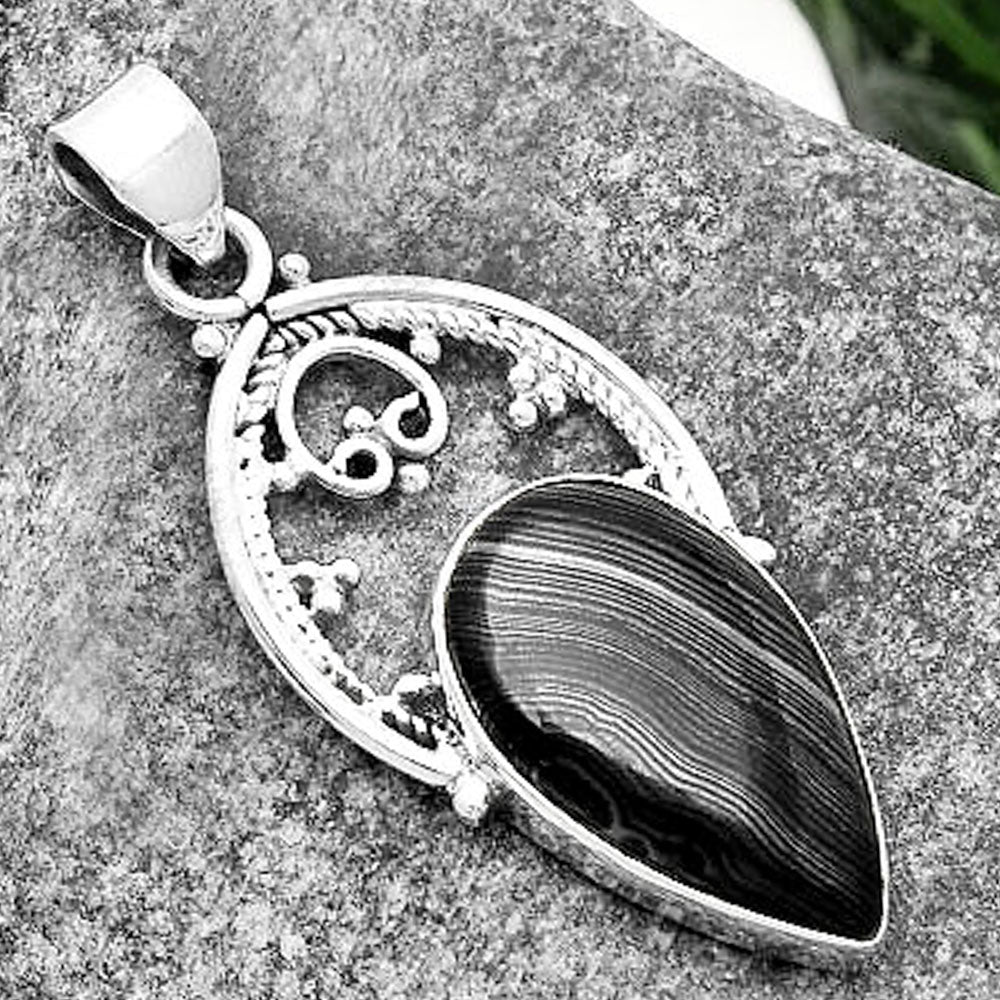 Crown Of Silver Psilomelane - Black Malachite Pendant P-1508 SDP111437