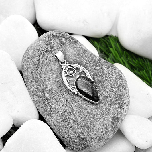 Crown Of Silver Psilomelane - Black Malachite Pendant P-1508 SDP111437