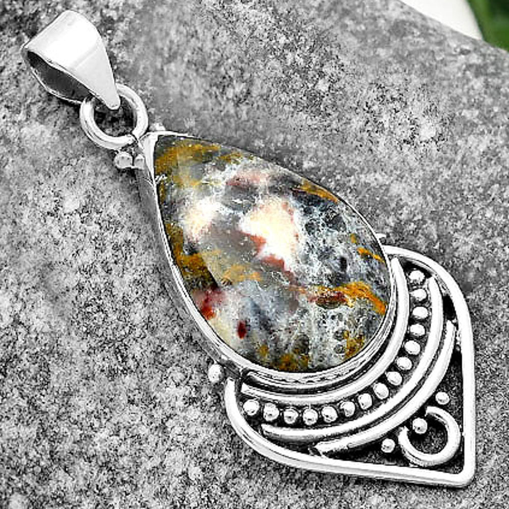 Natural Indian Blanket Jasper Pendant P-1164 SDP111457