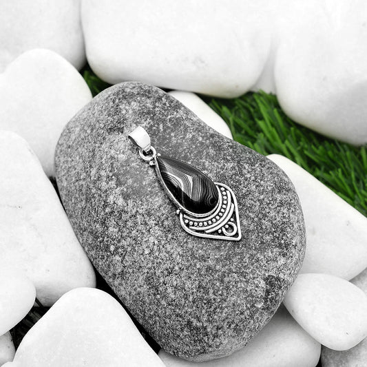 Crown Of Silver Psilomelane - Black Malachite Pendant P-1164 SDP111464