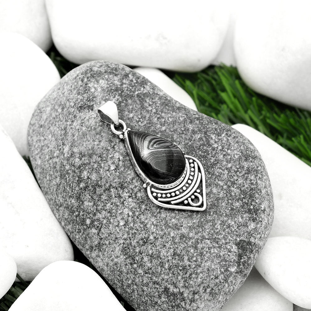 Crown Of Silver Psilomelane - Black Malachite Pendant P-1164 SDP111470