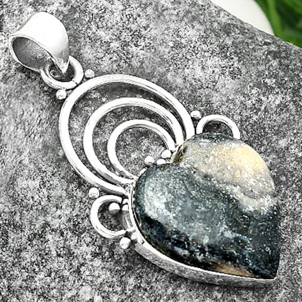 Heart Natural Indian Blanket Jasper Pendant P-1541 SDP111507