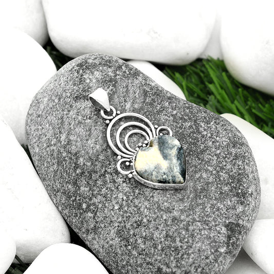 Heart Natural Indian Blanket Jasper Pendant P-1541 SDP111529