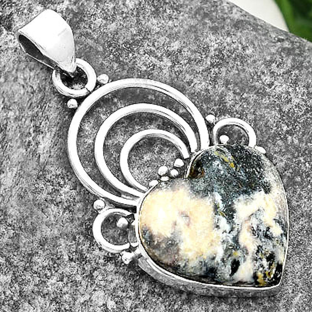 Heart Natural Indian Blanket Jasper Pendant P-1541 SDP111531