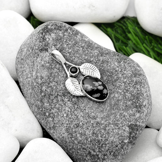 Snow Flake Obsidian & Black Onyx Pendant P-1416 SDP111732