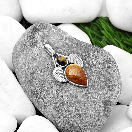 Natural Red Moss Agate & Pietersite Pendant P-1416 SDP111756