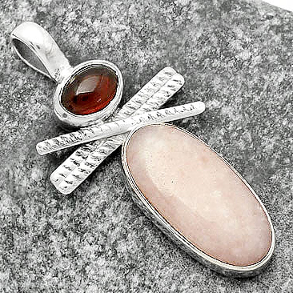 Natural Pink Scolecite & Garnet Pendant P-1268 SDP111778