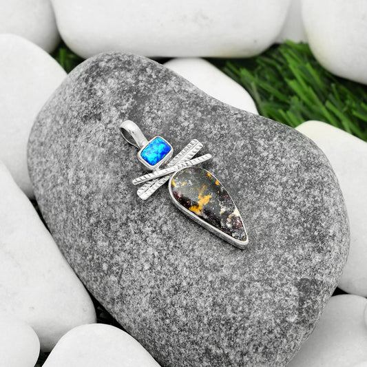 Indian Blanket Jasper & Fire Opal Pendant P-1268 SDP111782