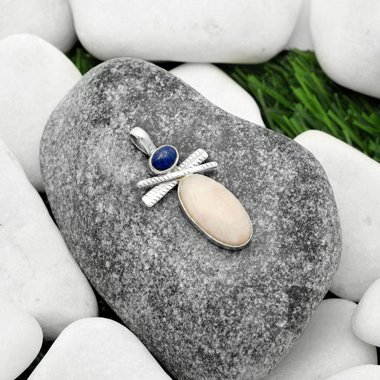 Natural Pink Scolecite & Lapis Pendant P-1268 SDP111786