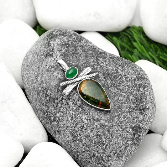 Turkish Rainforest Chrysocolla & Green Onyx Pendant P-1268 SDP111801