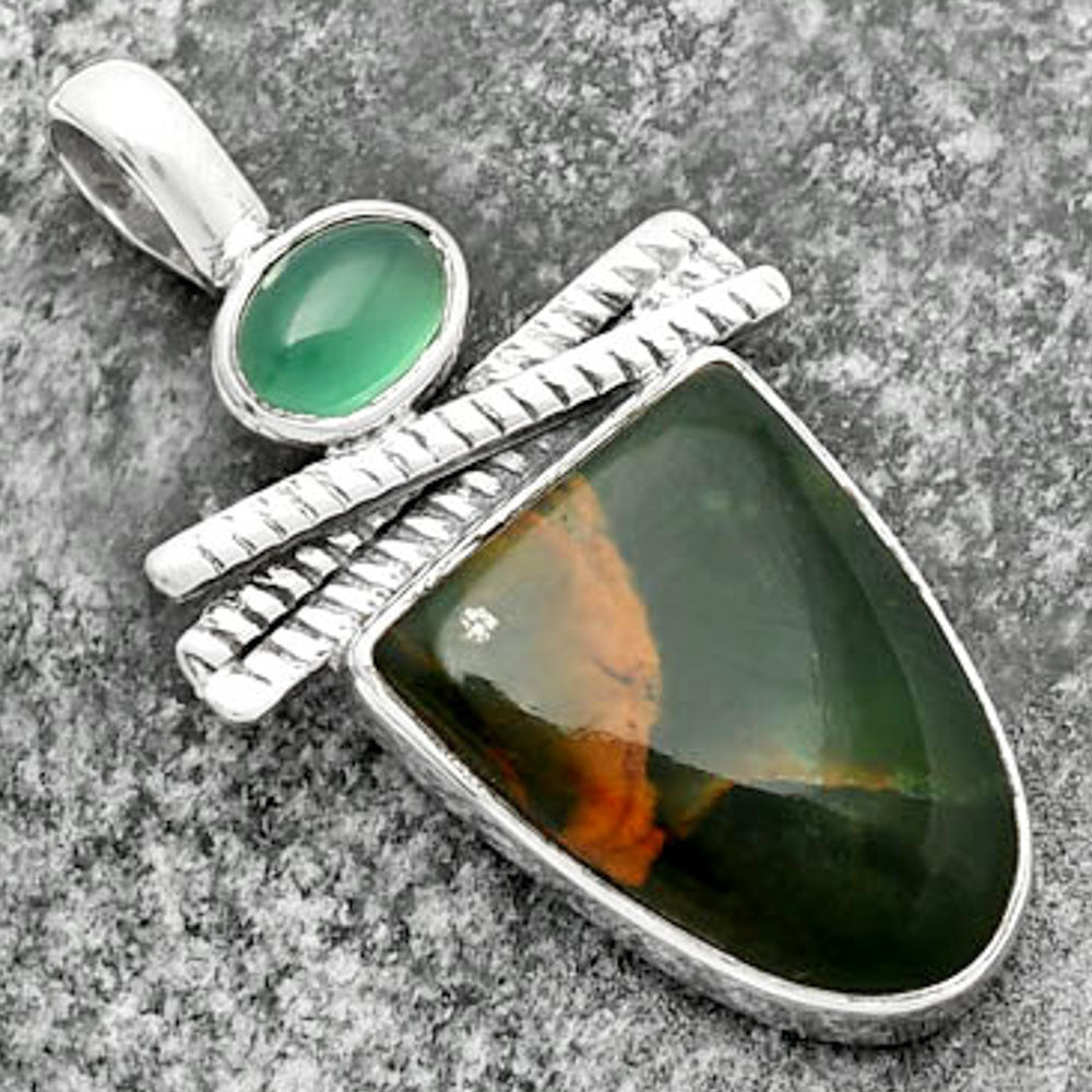 Turkish Rainforest Chrysocolla & Green Onyx Pendant P-1268 SDP111804