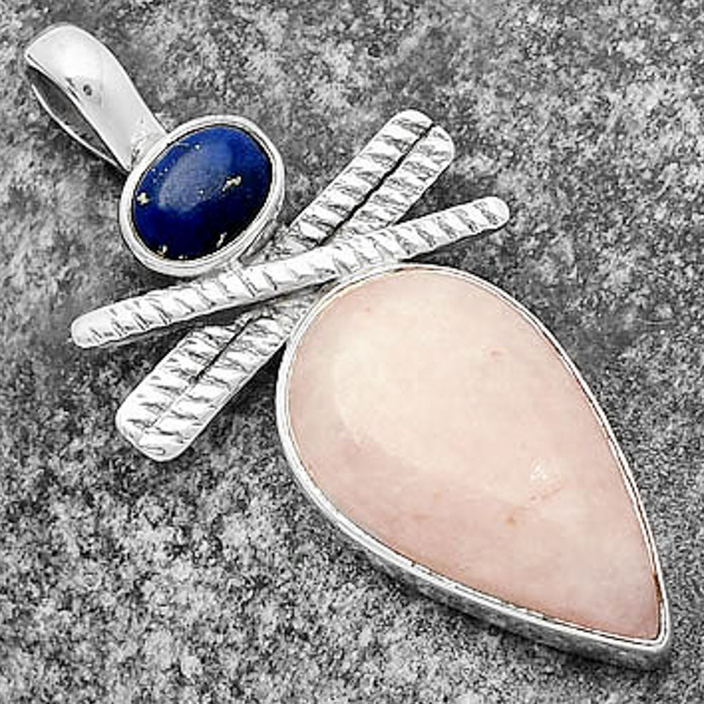 Natural Pink Scolecite & Lapis Pendant P-1268 SDP111812