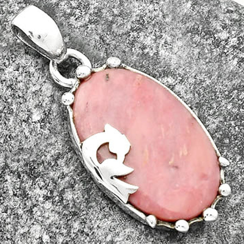 Peacock - Natural Pink Tulip Quartz Pendant P-1698 SDP111827