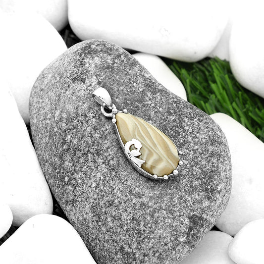 Peacock - Natural Flint Stone Pendant P-1698 SDP111833