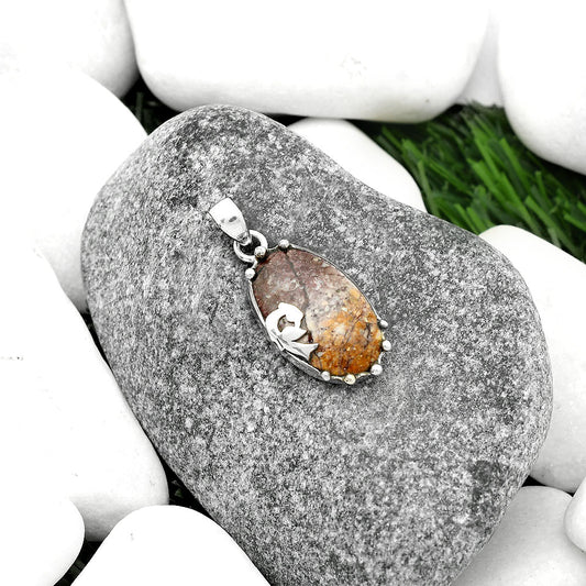 Peacock - Natural Wild Horse Jasper Pendant P-1698 SDP111838