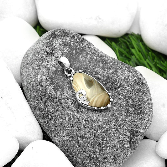 Peacock - Natural Flint Stone Pendant P-1698 SDP111857