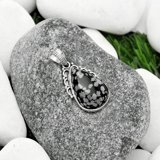 Natural Snow Flake Obsidian Pendant P-1085 SDP111995