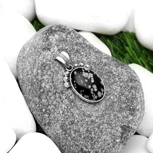 Natural Snow Flake Obsidian Pendant P-1087 SDP112056