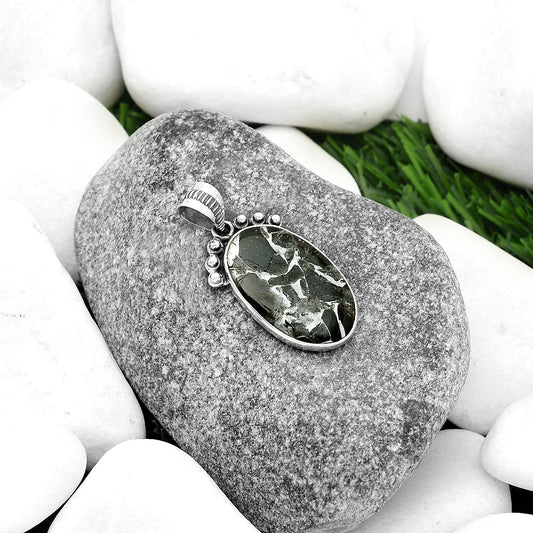 Natural Obsidian And Zinc Pendant P-1087 SDP112091