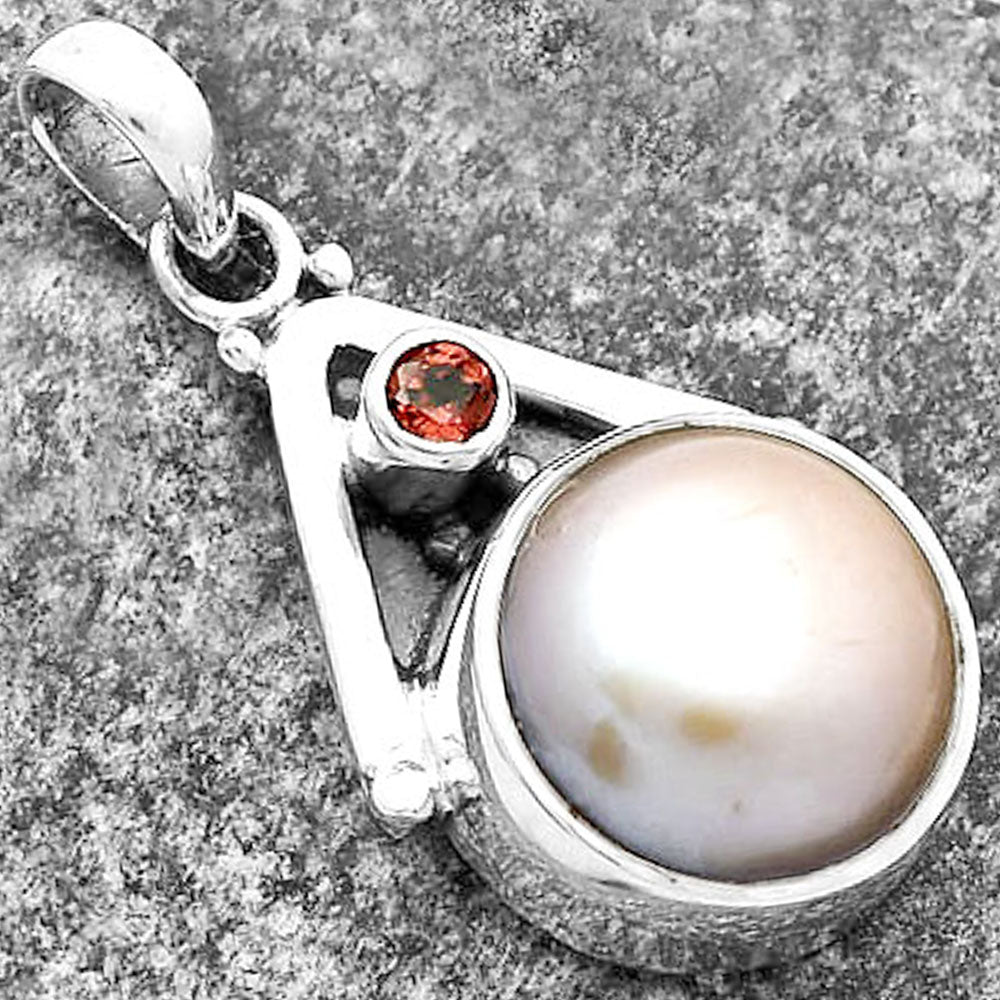 Natural Fresh Water Pink Pearl & Garnet Pendant P-1090 SDP112242