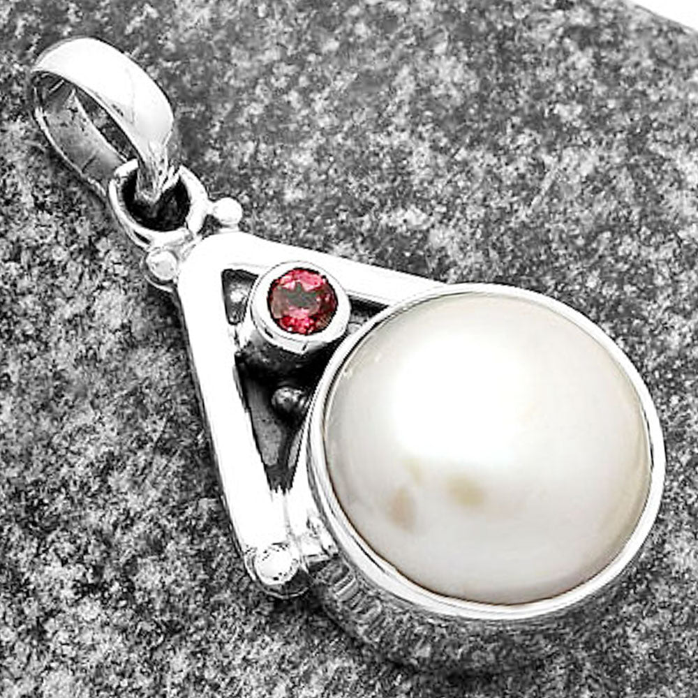 Natural Fresh Water Pink Pearl & Garnet Pendant P-1090 SDP112248