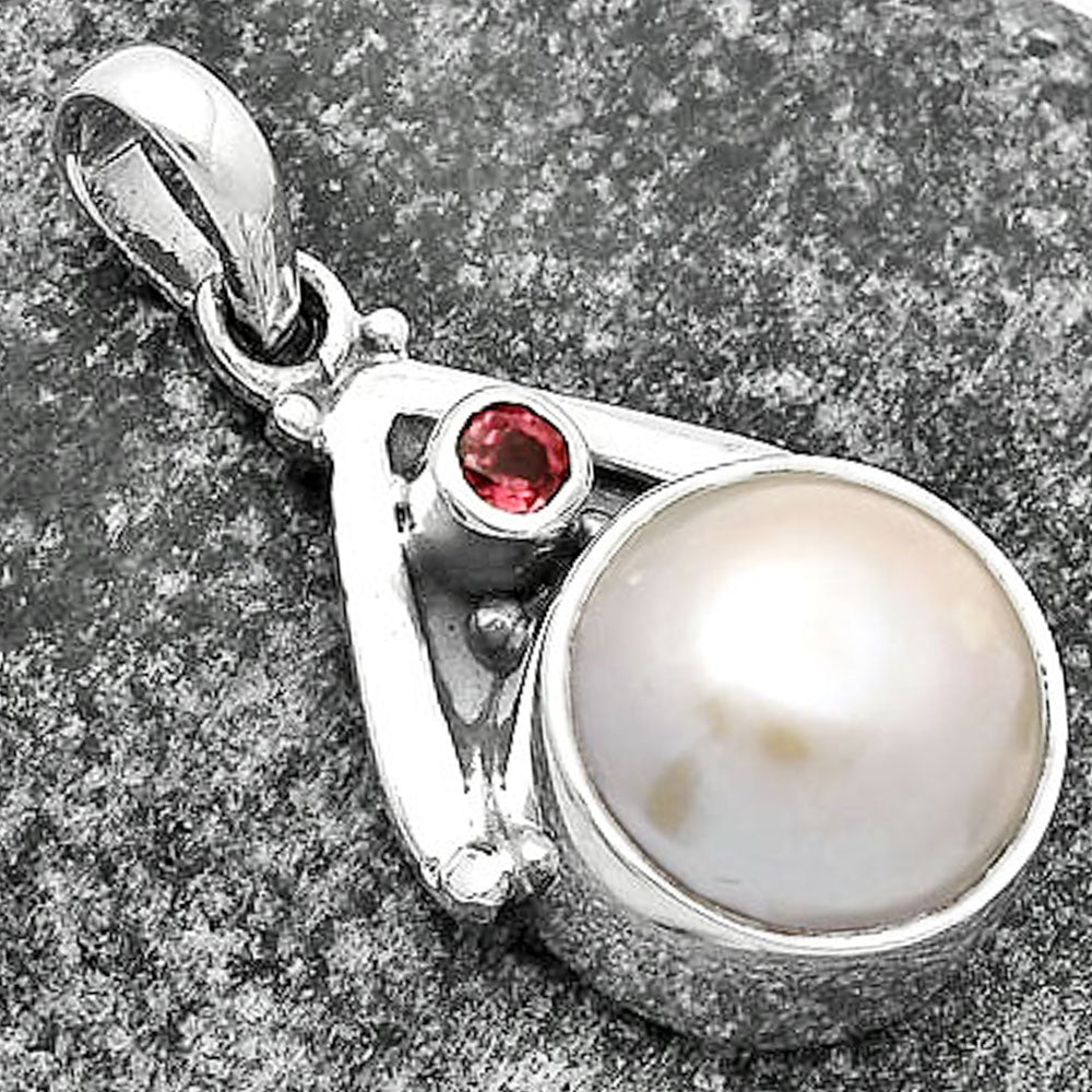 Natural Fresh Water Pink Pearl & Garnet Pendant P-1090 SDP112249