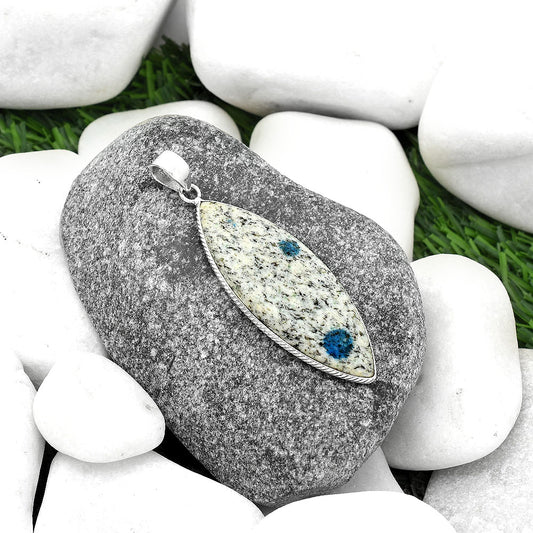 Natural K2 Blue - Azurite In Quartz Pendant P-1053 SDP112255