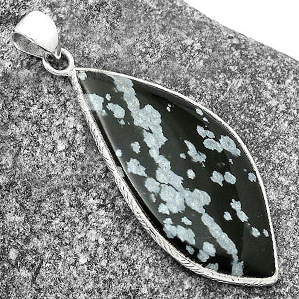Natural Snow Flake Obsidian Pendant P-1053 SDP112340